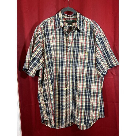 VTG Lauren Ralph Lauren Madras Plaid Cotton Casual Short Sleeved Button Shir… - Picture 1 of 4